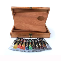 Caja Porta Pinceles Corta Fime + 11 Oleos De 18ml Alba