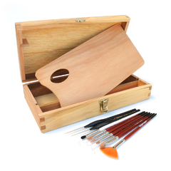 Caja Porta Pinceles + Set De 9 Pinceles Plantec