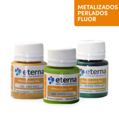 Pintura Para Tela Eterna 37 ml METALIZADOS PERLADOS y FLUOR