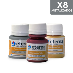 Pintura Para Tela Eterna 37 ml METALIZADOS x 8 Unidades