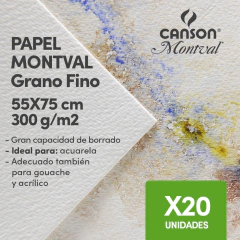 Hojas Montval 300gr 55x75 Grano Fino X20