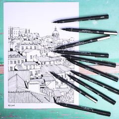 Uni Pin Microfibra Pigmentada Permanente X21 Unidades - ARTISTICA MUNCH