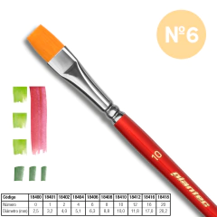 Pincel Plantec - Plano Fibra Sintetica Dorada 6