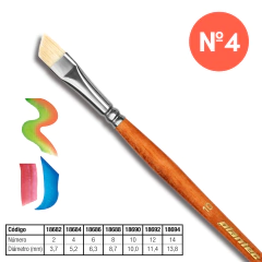Pincel Plantec - Biselado Cerda Blanca Soft Nro 4