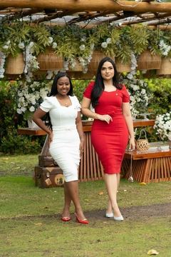 Vestido branco Tubinho de Bengaline 082 - Re Dias Moda Evangélica