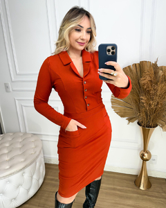 vestido moletinho terracota 367