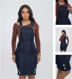 jardineira jeans escuro 423 - comprar online