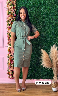 Vestido sarja verde 075