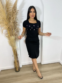 conjunto preto Blusa estampado 0308 na internet