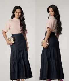 Saia longa 3 maria jeans escuro 060 - comprar online