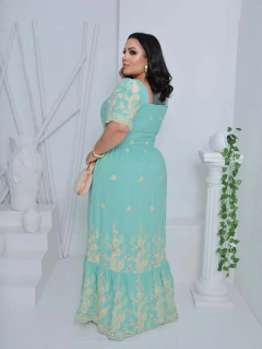 vestido plus sise lese algodão bordado verde 0721 na internet