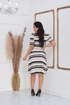 Vestido godê listra preto 047 - comprar online