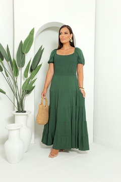 vestido longo zara verde 49 - comprar online