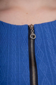 vestido ziper azul - Re Dias Moda Evangélica