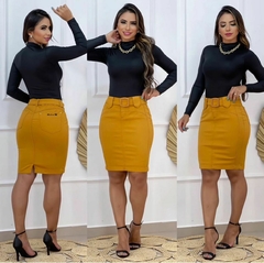 Saia jeans mostarda 243 - comprar online