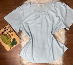 Blusa crepe seda azul claro plus sise 0147 - comprar online