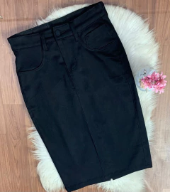 Saia jeans sarjada preta com botoes encapado 235 - comprar online