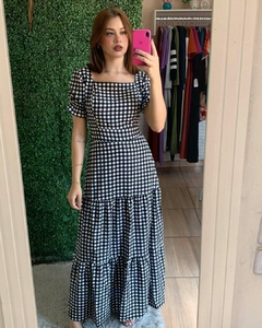 vestido longo xadrez 50 - Re Dias Moda Evangélica