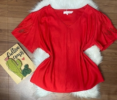 Blusa viscolinho vermelho plus sise 0146 - comprar online
