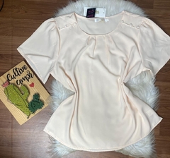 Blusa crepe seda beje plus sise 0147 - - comprar online