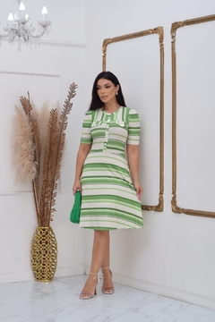 Vestido godê listra verde 047 - loja online