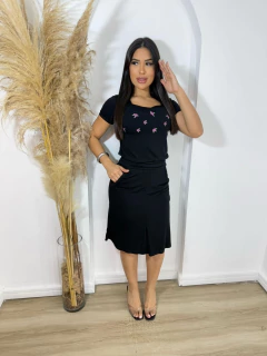 conjunto preto Blusa estampado 0308 - comprar online