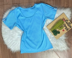 Blusa canelada azul 0122 - comprar online