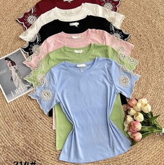 Blusa algodão detalhes corda verde 0154 - comprar online