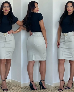 Saia jeans sarjada 233 - Re Dias Moda Evangélica