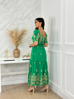 Vestido verde 076 - Re Dias Moda Evangélica