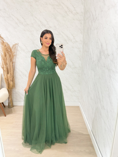 Vestido festa verde olivia 0162 - comprar online