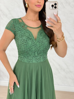 Vestido festa verde olivia 0162 - loja online