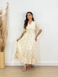 vestido lese bordado NUDE 067 - loja online