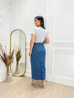 Blusa algodão coração cinza 34 - Re Dias Moda Evangélica