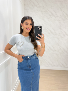 Blusa algodão coração cinza 34 na internet