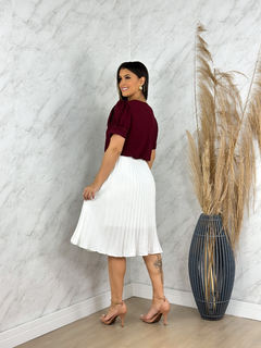 Saia plissada branca 0123 - comprar online