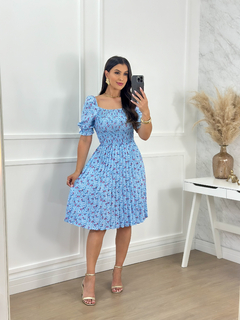 vestido florar azul 043