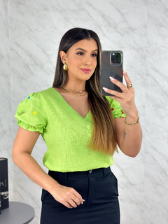 Blusa linho verde 0131