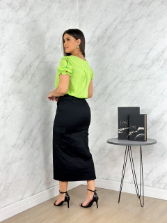 Blusa linho verde 0131 - comprar online