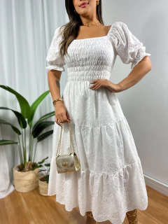 vestido lese branco 099 - Re Dias Moda Evangélica