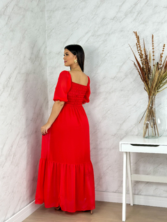 vestido chiffon vermelho 021 na internet