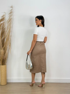 Saia resinada caqui 0142 - Re Dias Moda Evangélica