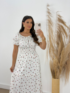 Imagem do Vestido floral Branco 0139
