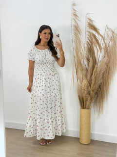 Vestido floral Branco 0139 - comprar online