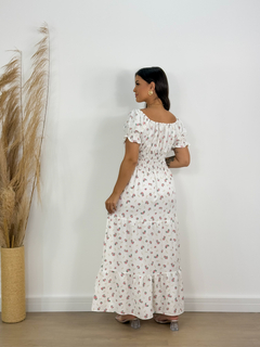 Vestido floral Branco 0139 na internet