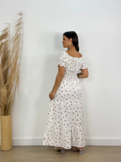 Vestido floral Branco 0139 na internet
