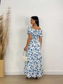 Vestido floral azul 0139 - comprar online