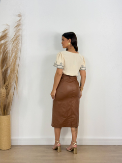 Saia resinada marron 0142 - Re Dias Moda Evangélica