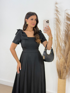 Vesitdo linho preto laço 0144 - comprar online