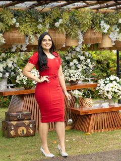 Vestido vermelho Tubinho de Bengaline 082 - comprar online